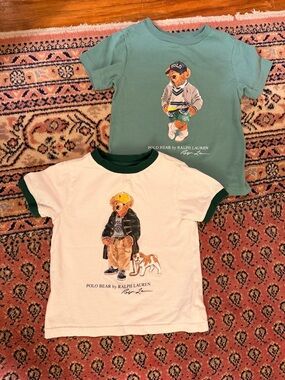 Polo by Ralph Lauren Kids Bear Graphic Tees - Green & White